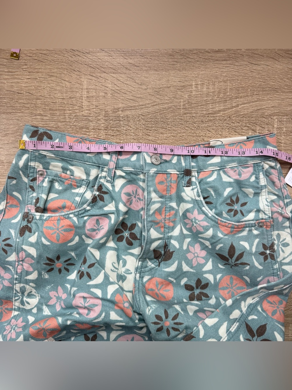 NWT Free People We The Free Good Luck Printed Barrel Jeans 28 - Picture 7 of 14
